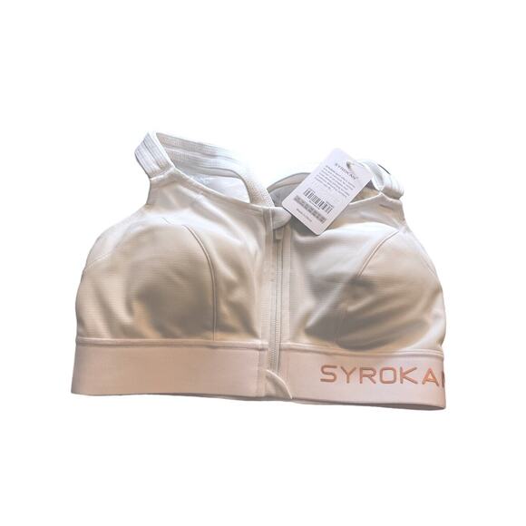 SYROKAN Sports Bra 34DD White High Impact Support Zip Front Adjustable - Picture 6 of 10